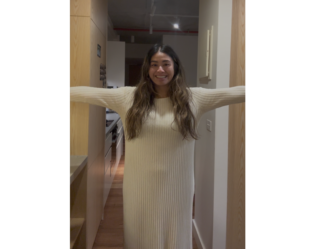 Jewel two years on, showing how much room is in the same dress